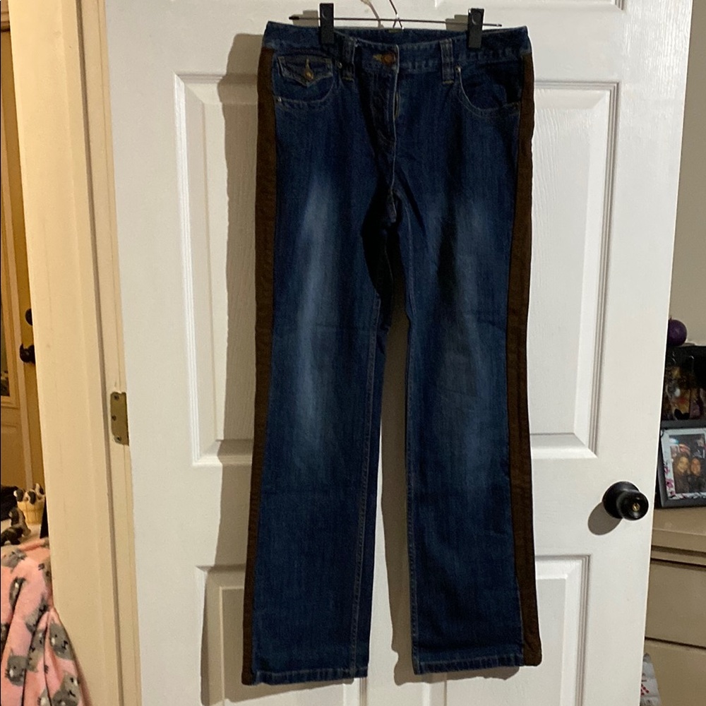 INC Women's Blue Jeans with Brown Accents